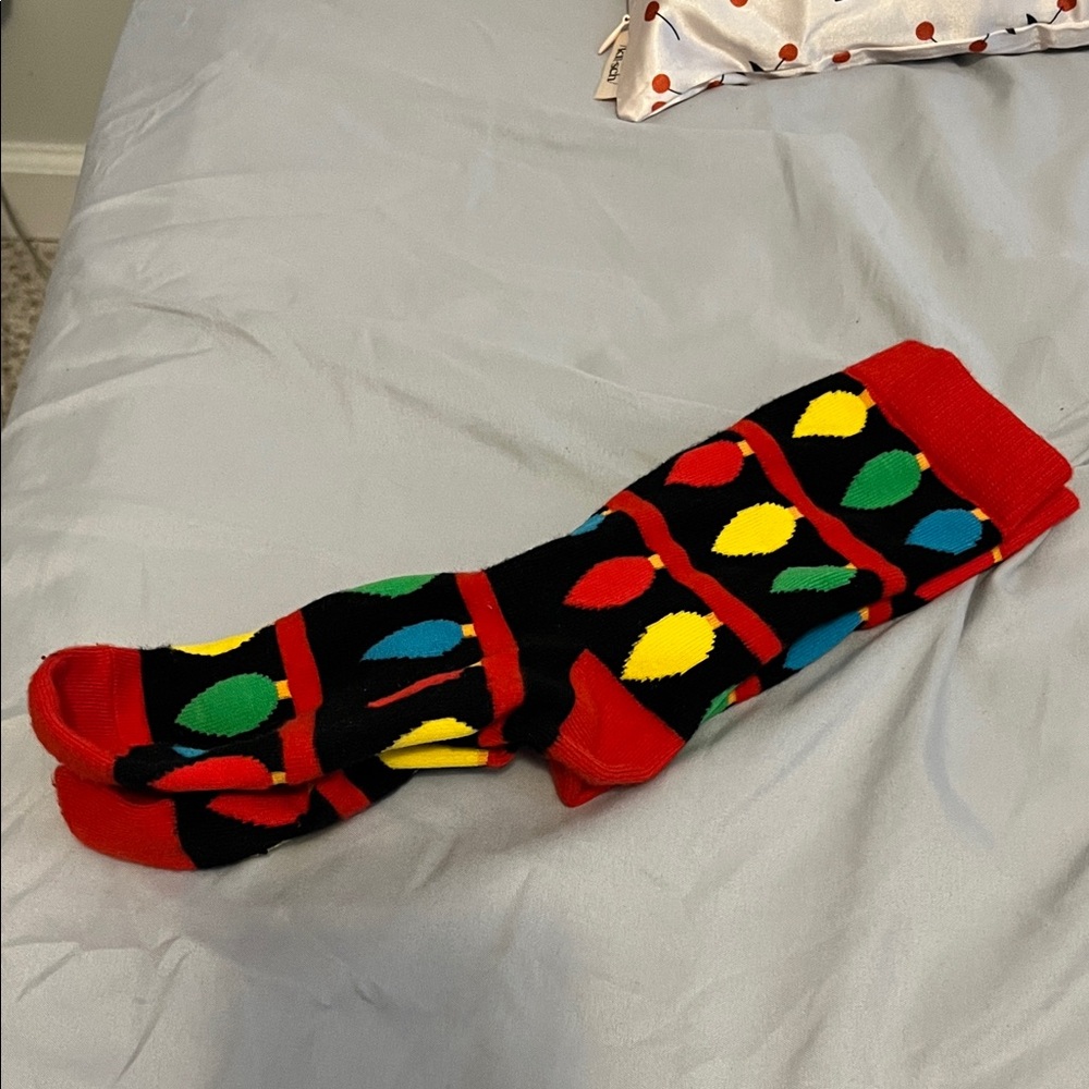 Colorful Patterned Christmas lights Socks